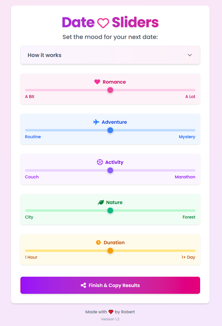 Screenshot from the datesliders site